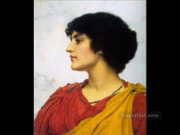  1902 Oil Painting - Italian Girls Head 1902 Neoclassicist lady John William Godward